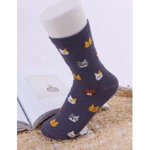 Sokken met kattenkopjes kleur Paars Unisex kat - kattensokken maat 36-41