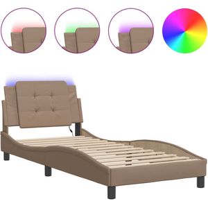 vidaXL - Bedframe - met - LED-verlichting - kunstleer - cappuccino - 80x200 - cm