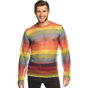 Boland - Visnet shirt regenboog (L/XL) - Volwassenen - Danser/danseres - 80's & 90's - Pride - Progress - Regenboog - Unicorn