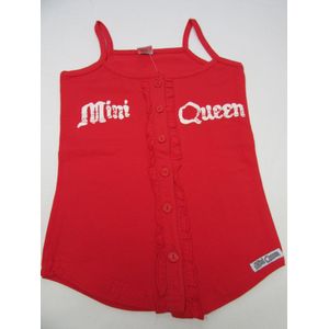 dirkje , meisjes , t-shirt zonder mouw , topje , rood , mini queen  110 - 5 jaar