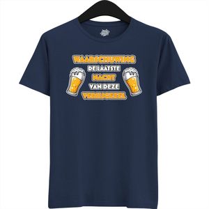 DudeWaarschuwing! De Laatste Nacht | Vrijgezellenfeest Cadeau Man - Groom To Be Bachelor Party - Grappig Bruiloft En Bruidegom Bier Bier Shirt - T-Shirt - Unisex - Navy Blue - Maat S