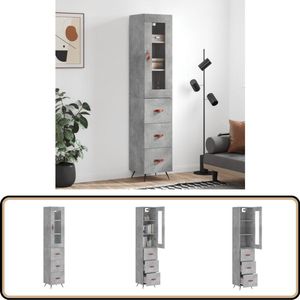 vidaXL Hoge kast 34,5x34x180 cm bewerkt hout betongrijs