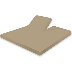 Eleganzzz Splittopper Hoeslaken Jersey Stretch - Zand - Hoeslaken 180x200cm - 100% Katoen - Split Enkel - Single Split Topper - Hoeslakens - Lits Jumeaux