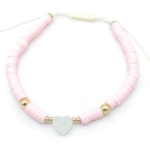 Enkelbandje - sieraad - enkelsieraad - accessoire - sieraad - roze - hartje - wit - liefde - amour - valentijn - verstelbaar - hip - tijdloos - dames - vrouwen - unisex