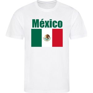 WK - Mexico - México - T-shirt Wit - Voetbalshirt - Maat: 122/128 (S) - 7 - 8 jaar - Landen shirts