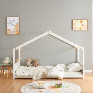 Kinderbed Simo huisbed 200x90 cm wit [en.casa]