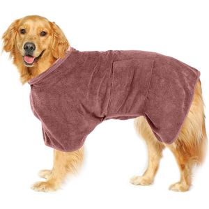 Lexium Hondenbadjas - Maat L - Bruin - Badjas Voor Honden - Honden Badjas