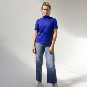 MOOI! Company - Dames T-shirt - MAARTJE - Turtleneck - Losse pasvorm - kleur Queen Blue -- XXL