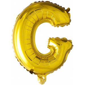Folie Ballon Letter G Goud 41cm met Rietje
