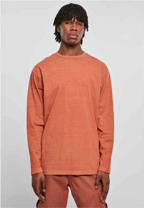 Urban Classics - Heavy Oversized Garment Dye Longsleeve shirt - L - Oranje