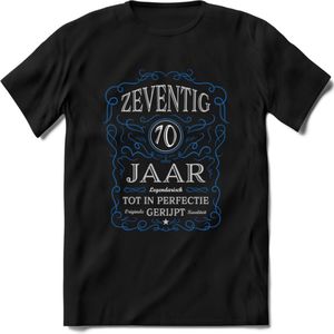 70 Jaar Legendarisch Gerijpt T-Shirt | Blauw - Grijs | Grappig Verjaardag en Feest Cadeau Shirt | Dames - Heren - Unisex | Tshirt Kleding Kado | - Zwart - XXL