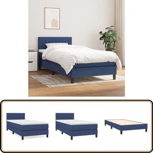 vidaXL Boxspring met Matras Blauw 100x200 cm Boxspringbed - Boxspring - Tweepersoonsbed - Bed Frame - Pocketed Spring Mattress