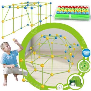 IBBO® - Bouw je eigen Fort - Bouwset Hut - Bouwpakket Tent - Constructiespeelgoed - Meisjes en Jongens - Creatief Spelen - Montessori Speelgoed - MET doek - Set