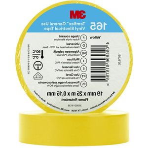 Temflex 165 Geel Elektrische Tape 19 mm x 25 m - Verpakking van 10 rollen