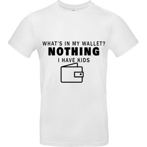What is in my wallet, i have kids Heren t-shirt | Blut | Portomonnee | Kinderen | vaderdag | moederdag | grappig | kado | Wit