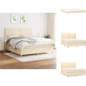 vidaXL Boxspringbed - Rustgevend - 180 x 200 cm - Duurzaam materiaal - Verstelbaar hoofdbord - Pocketvering matras - Middelharde ondersteuning - Huidvriendelijk topmatras - Bed