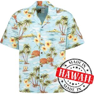 Hawaii Blouse Mannen - Shirt - Hemd - 100% Katoen - Overhemd Heren Korte Mouw - Made in Hawaii ""Leven op Hawaii"" Maat S