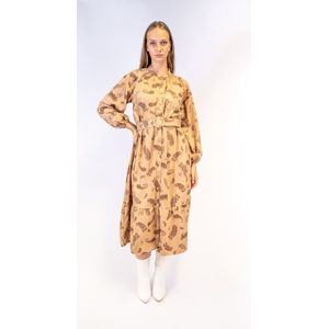 Jurk met riem -Beige- Winter jurk - warme jurk met riem - Lange jurk -modest - one size Wol + Winterjurk = Comfort en Klasse: Ga voor de ultieme combinatie deze winter!