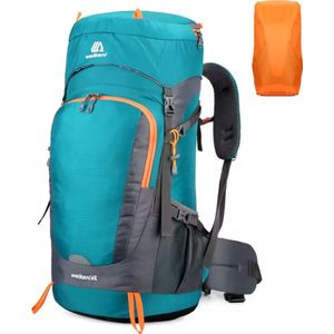 WoYoW®-Backpack-Waterbestendige, ademende en duurzame 65L rugzak - nylon - Licht Blauw - Ingebouwde drinksysteem - Verstelbare zijriemen - Inclusief regenhoes - Zwart - 32x20x70cm - Lichtgewicht - Bestel nu op Bol.com!