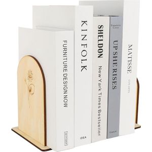 Boekensteun hout, boekensteunen, hout, boekenstandaard, draagbaar, stabiel, voor plank, boekensteunen, boekenends (1 paar)