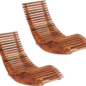 Set van 2 Luxe Schommelstoelen - Ligstoelen - Acacia Hout - Elegante Schommelstoel - 149X60X86cm (LxBxH) - Bruine houtskleur