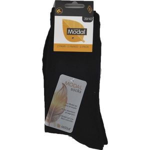 Modal heren sokken - natuurlijke vezels - 2 paar - zwart - 39/42