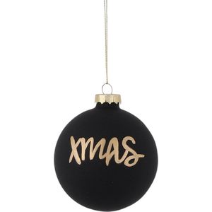 Kerstballen XMAS 8cm voor Kerstboom - Luxe Kerstbal - Stof - Kerstversiering - Zwart Goud