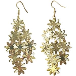 Fako Bijoux® - Oorbellen - Aluminium - Kleine Bloemetjes - Goudkleurig