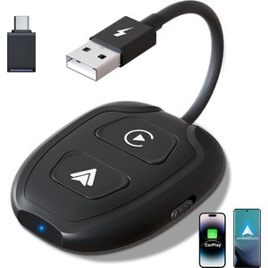 Merdoo 2 in 1 Car Dongle Pro Geschikt voor Apple CarPlay - Wireless USB Adapter - Draadloos verbinden - 2023 Verbeterd Model