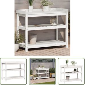 The Living Store Houten Tuinwerktafel - 108 x 45 x 86.5 cm - Massief Grenenhout