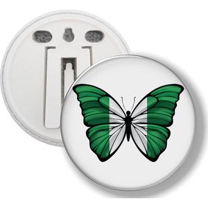 Button Met Clip - Vlinder Vlag Nigeria