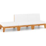 vidaXL - 3-delige - Loungeset - met - kussens - massief - acaciahout
