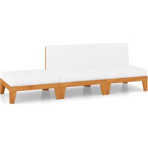 vidaXL - 3-delige - Loungeset - met - kussens - massief - acaciahout