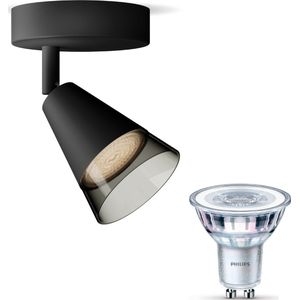 Philips Cleft Opbouwspot (Zwart) - Warmwit Licht - Wandspot of Plafondspot met 1 Lichtpunt - GU10 - Niet Dimbaar