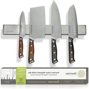 - Roestvrijstalen magneetstrip voor messen - magneetstrip om te lijmen of te boren - 40 cm magneetstrip voor messen - magnetische messenhouder voor alle huishoudens - zilver