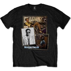 Elton John - Rocketman Montage Heren T-shirt - S - Zwart