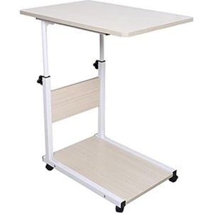 Laptoptafel Op Wielen - Bijzettafel Op Wielen - Laptoptafel Op Wielen Verstelbaar - Bedtafeltje Met Wielen - Bedleestafel - Wit