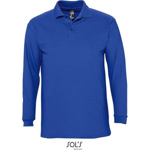 SOLS Heren-Winter II Poloshirt met lange mouwen van Piqué katoen (Royal Blue) Maat S