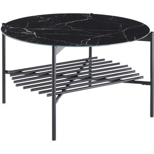 Salontafel Wolga Zwart - Metaal - Rond - 84x84cm - Hoogte 43 cm