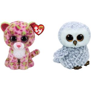 Ty - Knuffel - Beanie Boo's - Lainey Leopard & Owlette Owl