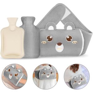 Rubberen warmwaterkruik met zachte tailleovertrek - Verzachting van pijn en stress - 3 stuks - Warmwaterzak voor volwassenen - Warmtetherapie voor hals, taille, rug en onderlichaam .