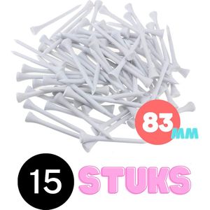 Golf tees hout - 15 stuks - 83mm - Wit - Golf accesoires - Golfset - Golftees - Golftee - Golfaccesoires