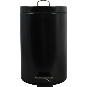 MSV Prullenbak/pedaalemmer - metaal - zwart - 12 liter - 25 x 40 cm - Medium-size