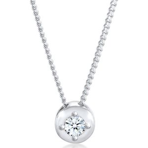 Elli PREMIUM Dames Halsketting Dames Solitaire Hanger Elegant met Diamant (0.11 ct.) in 925 Sterling Zilver Verguld