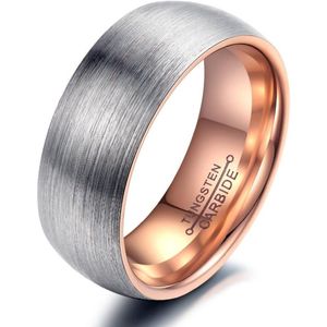 Wolfraam Ring Heren Goud kleurig met Geborsteld Staal - Tungsten Ring - Zeer Zwaar - Ringen Mannen - Cadeau voor Man - Mannen Cadeautjes