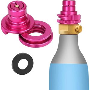 CO2 Quick-Adapter voor Soda-Bruiswatermachine - Navuladapter voor Duo Sodamaker - Aansluiting van 425 g Cilinders - 60 l Trapeziumschroefdraad TR21-4 - Nieuw Quick Connect-Systeem - Roze