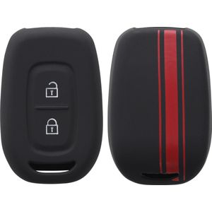 kwmobile autosleutel hoesje geschikt voor Renault Dacia 2-knops draadloze autosleutel - Autosleutel behuizing in rood / zwart - Rallystrepen design