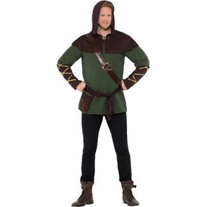 Smiffy's - Robin Hood Kostuum - Nachtmerrie Van De Sheriff Robin Hood - Man - Groen, Bruin - XL - Carnavalskleding - Verkleedkleding
