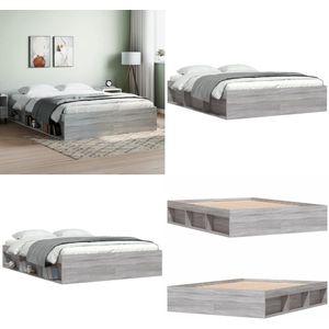 vidaXL Bedframe grijs sonoma eikenkleurig 140x190 cm - Bedframe - Bedframe - Bed - Bedbodem