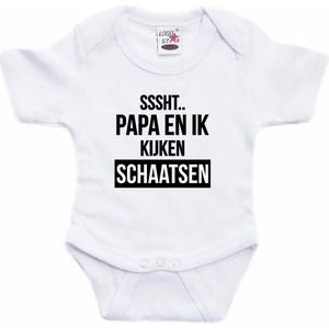 Sssht kijken schaatsen tekst baby rompertje wit jongens/meisjes - Vaderdag/babyshower cadeau - EK / WK Babykleding 80